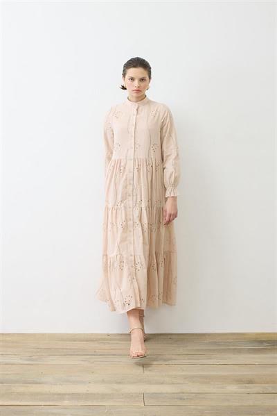 LUNA COTTON BRODERIE DRESS POWDER PINK