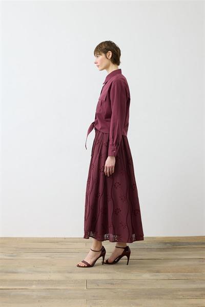 LUNA COTTON BRODERIE SKIRT SET BURGUNDY