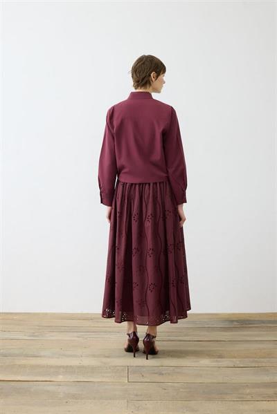 LUNA COTTON BRODERIE SKIRT SET BURGUNDY