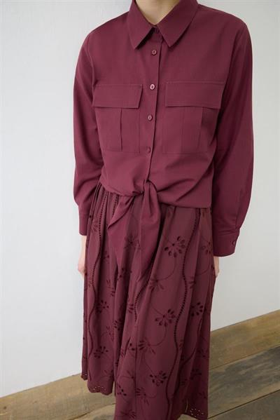 LUNA COTTON BRODERIE SKIRT SET BURGUNDY