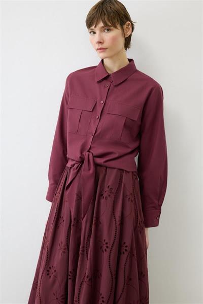 LUNA COTTON BRODERIE SKIRT SET BURGUNDY