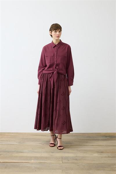 LUNA COTTON BRODERIE SKIRT SET BURGUNDY
