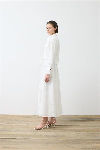 LUNA COTTON BRODERIE SKIRT SET WHITE