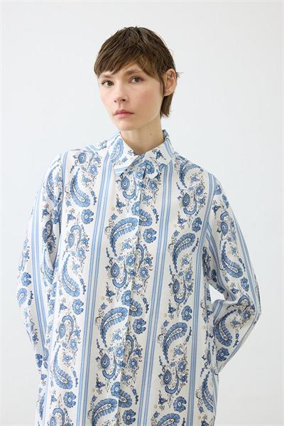 MARIN PATTERNED LIGHT GABARDINE DRESS BLUE