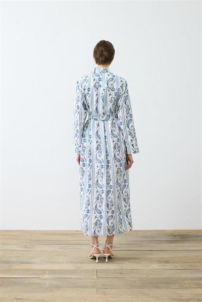 MARIN PATTERNED LIGHT GABARDINE DRESS BLUE
