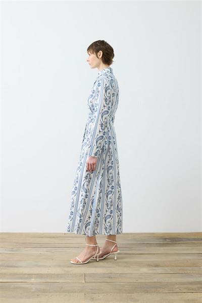 MARIN PATTERNED LIGHT GABARDINE DRESS BLUE