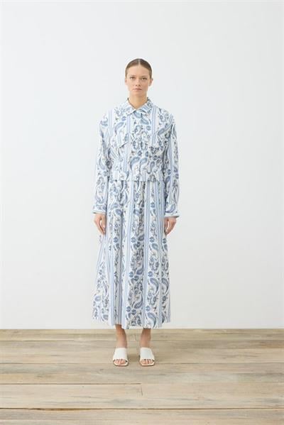 MARIN PATTERNED LIGHT GABARDINE SKIRT SET BABY BLUE