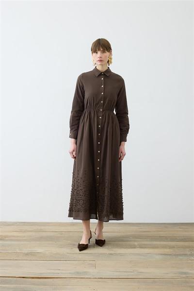MELISSA BRODERIE DRESS BROWN