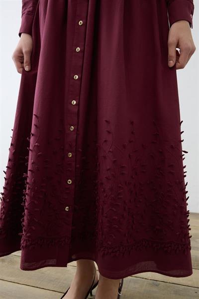 MELISSA BRODERIE DRESS BURGUNDY