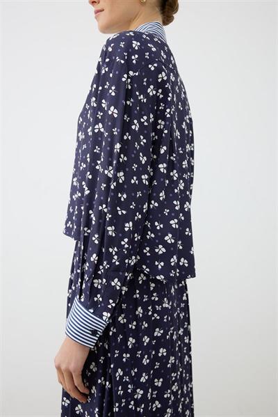 MILAN PATTERNED RAYON VISCOSE SKIRT SET NAVY BLUE