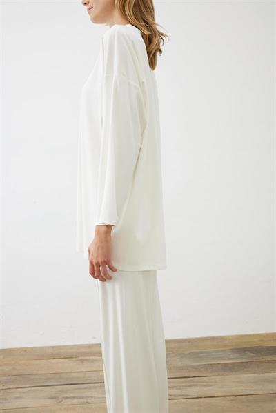 MODAL JERSEY CIMALI PANTS SET ECRU