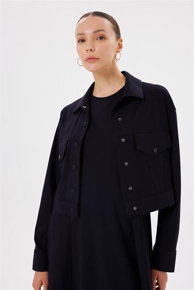 MODAL JERSEY CROPPED JACKET NAVY BLUE