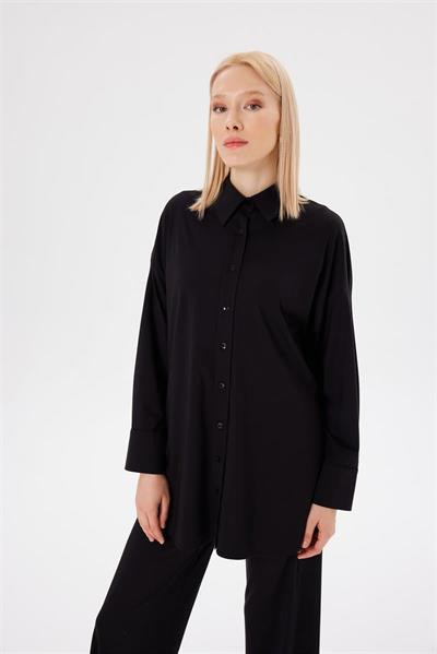 MODAL JERSEY SHIRT PANTS SET BLACK