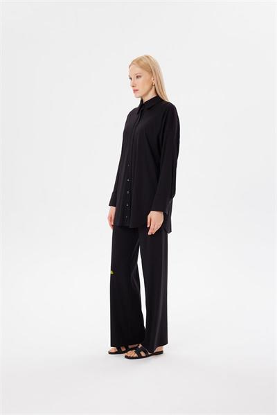 MODAL JERSEY SHIRT PANTS SET BLACK