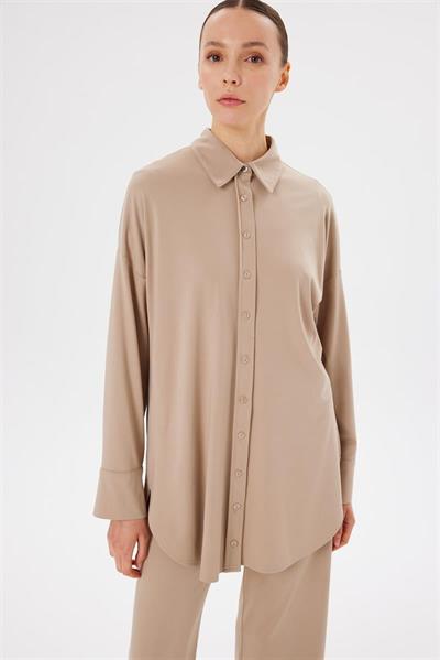 MODAL JERSEY SHIRT PANTS SET MINK