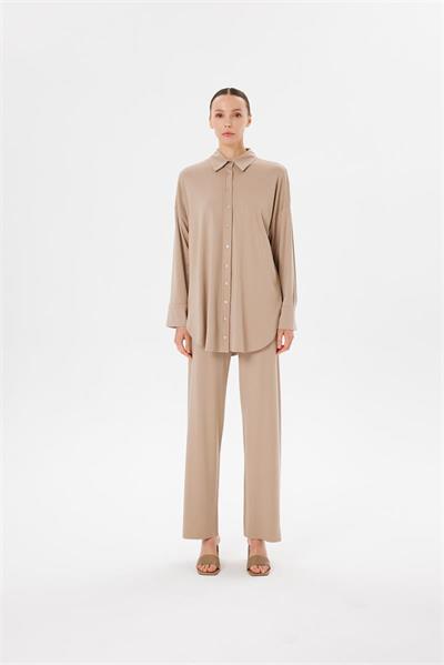 MODAL JERSEY SHIRT PANTS SET MINK