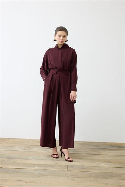 MONICA CREPE JUMPSUIT BURGUNDY