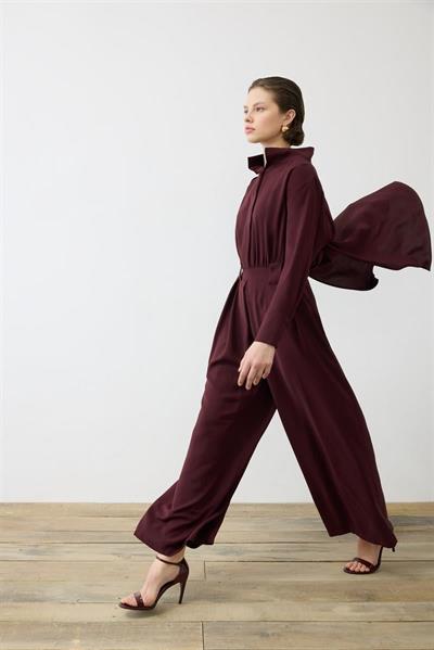 MONICA CREPE JUMPSUIT BURGUNDY