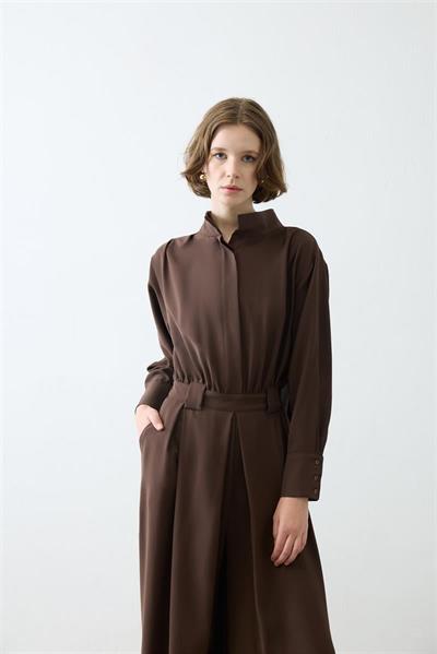 MONICA CREPE JUMPSUIT DARK BROWN