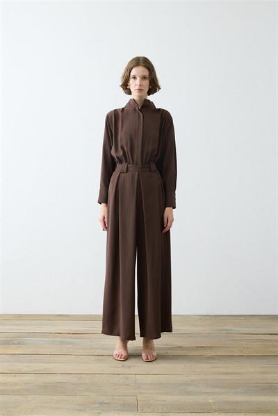 MONICA CREPE JUMPSUIT DARK BROWN