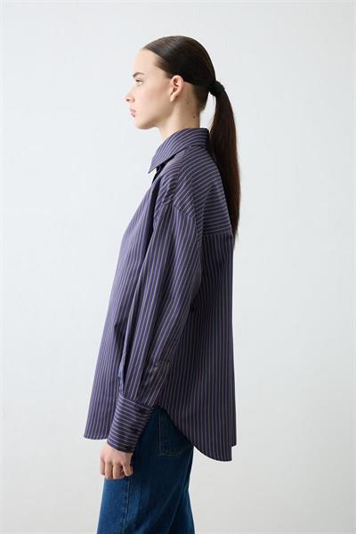 MUSE STRIPED COTTON SHIRT NAVY BLUE
