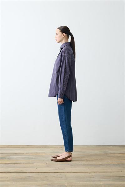 MUSE STRIPED COTTON SHIRT NAVY BLUE