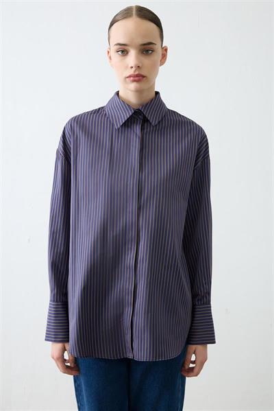 MUSE STRIPED COTTON SHIRT NAVY BLUE