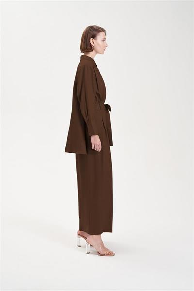 NATURAL 100% LINEN BACK PANEL JUMPSUIT BROWN