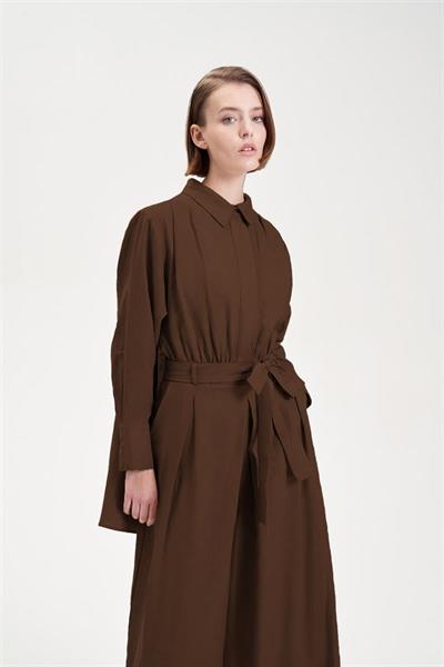 NATURAL 100% LINEN BACK PANEL JUMPSUIT BROWN