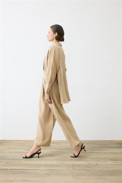 NATURAL 100% LINEN BACK PANEL JUMPSUIT MINK