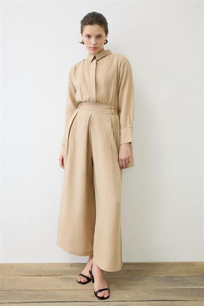 NATURAL 100% LINEN BACK PANEL JUMPSUIT MINK