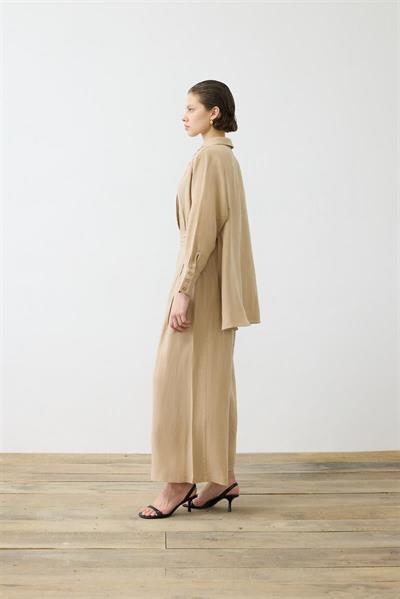 NATURAL 100% LINEN BACK PANEL JUMPSUIT MINK