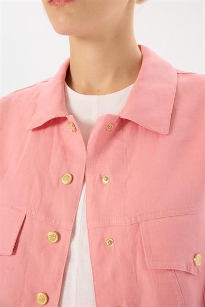 NATURAL 100% LINEN CROPPED JACKET PINK