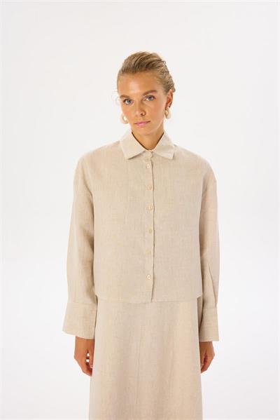 NATURAL 100% LINEN CROPPED SHIRT NATURAL