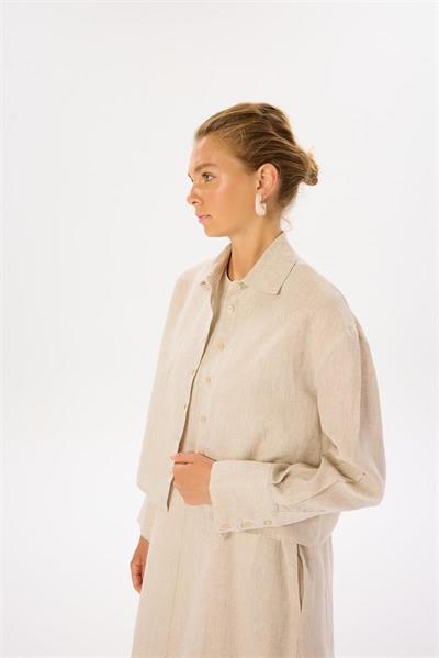 NATURAL 100% LINEN CROPPED SHIRT NATURAL