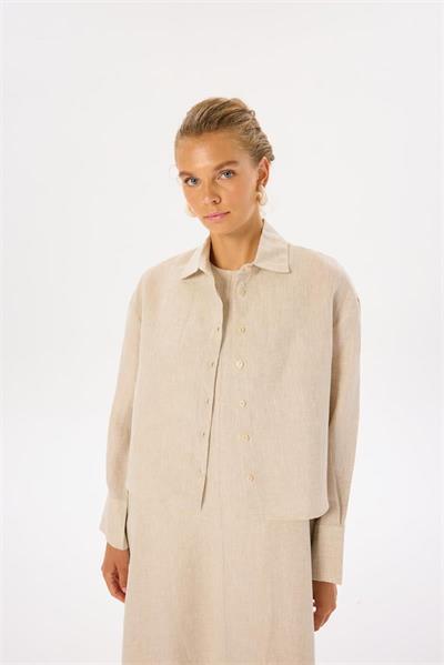 NATURAL 100% LINEN CROPPED SHIRT NATURAL