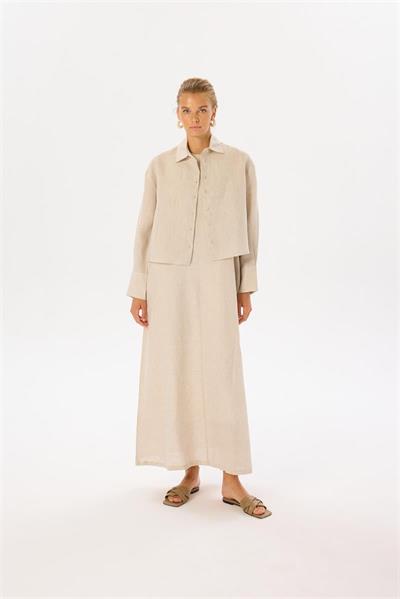 NATURAL 100% LINEN CROPPED SHIRT NATURAL