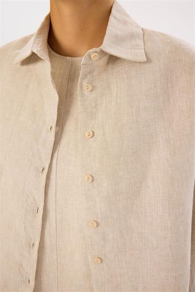 NATURAL 100% LINEN CROPPED SHIRT NATURAL