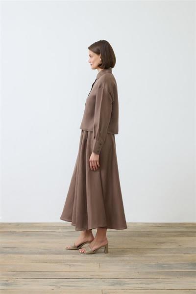 NATURAL 100% LINEN CROPPED SHIRT TAUPE