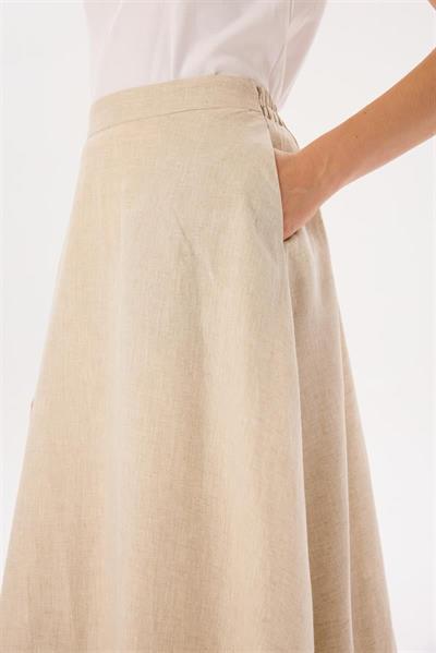NATURAL 100% LINEN FLARED SKIRT NATURAL