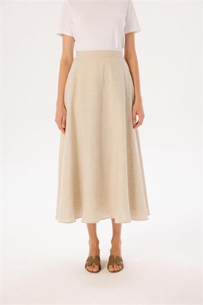NATURAL 100% LINEN FLARED SKIRT NATURAL