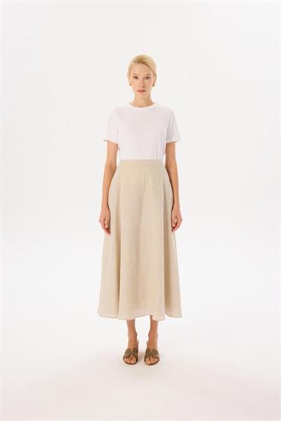 NATURAL 100% LINEN FLARED SKIRT NATURAL
