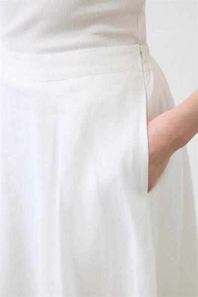 NATURAL 100% LINEN FLARED SKIRT WHITE