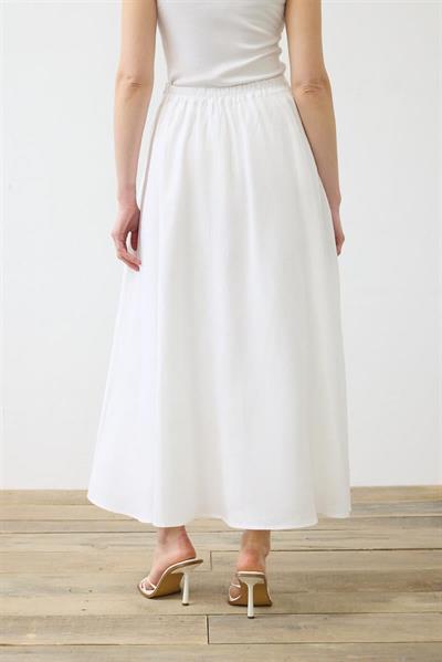 NATURAL 100% LINEN FLARED SKIRT WHITE