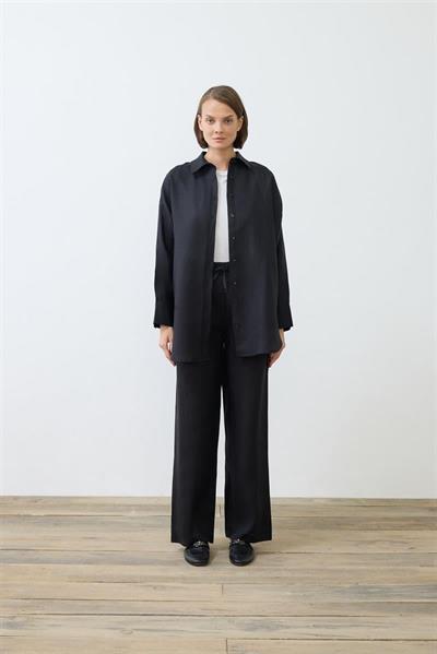 NATURAL 100% LINEN PANTS SET BLACK