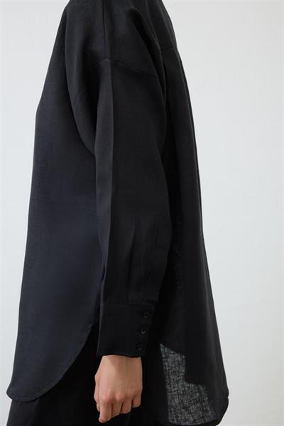 NATURAL 100% LINEN PANTS SET BLACK