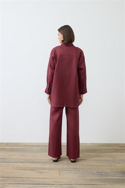 NATURAL 100% LINEN PANTS SET BURGUNDY