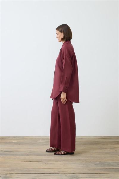 NATURAL 100% LINEN PANTS SET BURGUNDY