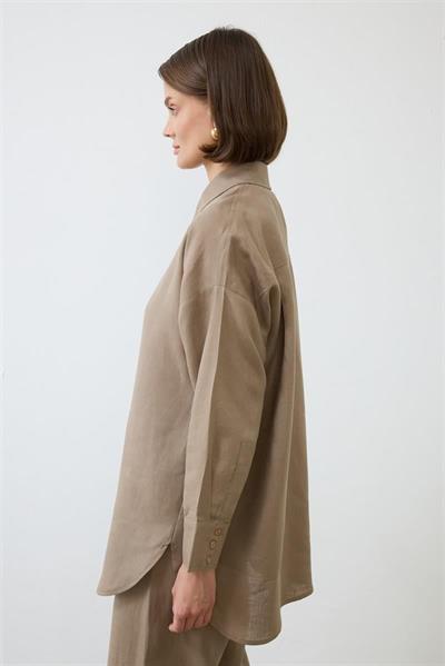 NATURAL 100% LINEN PANTS SET TAUPE