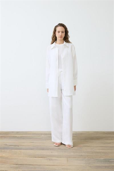 NATURAL 100% LINEN PANTS SET WHITE